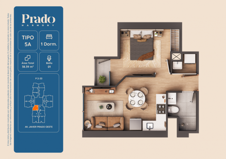 Plano del modelo 5A del proyecto PRADO HARMONY en San Isidro