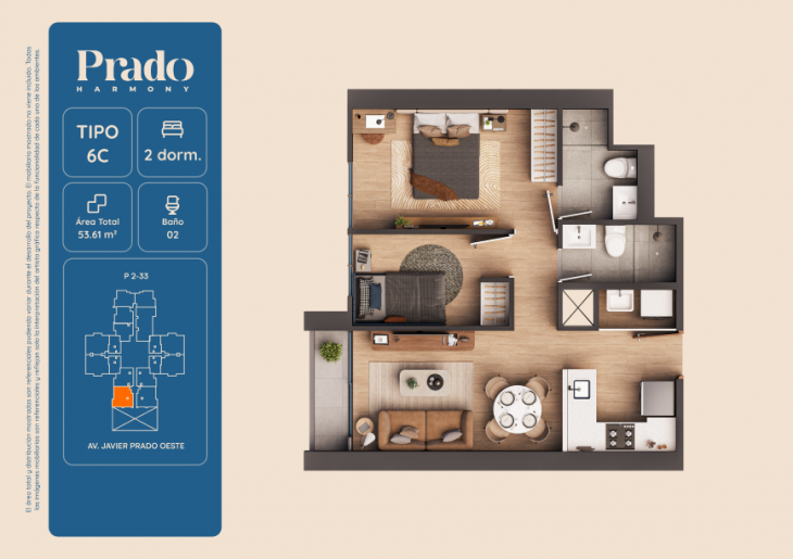 Plano del modelo 6C del proyecto PRADO HARMONY en San Isidro
