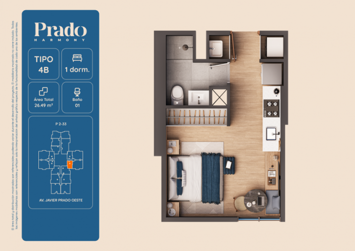 Plano del modelo 4B del proyecto PRADO HARMONY en San Isidro