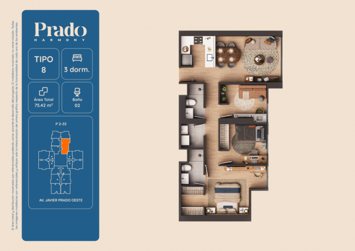 Plano del modelo 8 del proyecto PRADO HARMONY en San Isidro