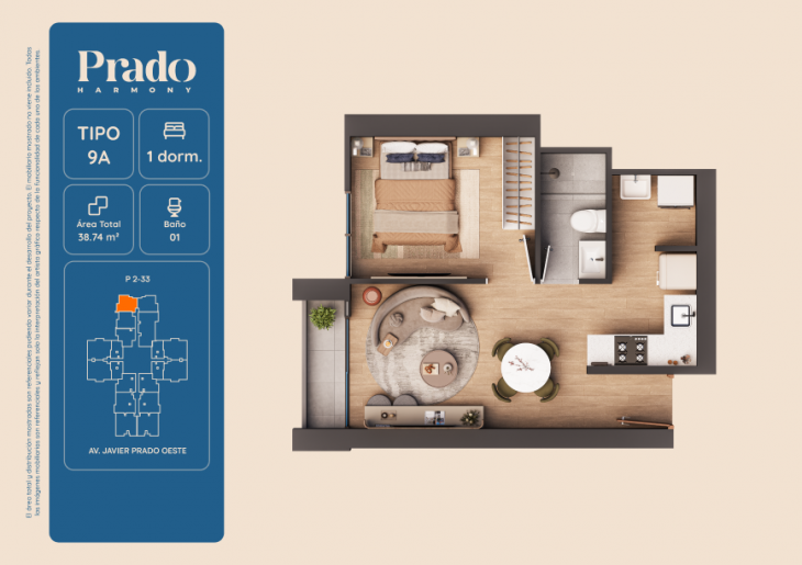 Plano del modelo 9A del proyecto PRADO HARMONY en San Isidro