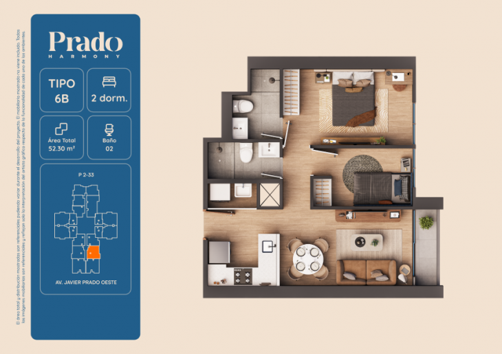 Plano del modelo 6B del proyecto PRADO HARMONY en San Isidro