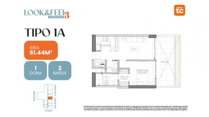 Plano del modelo 1A del proyecto LOOK&FEEL - Etapa 3 en Santiago De Surco