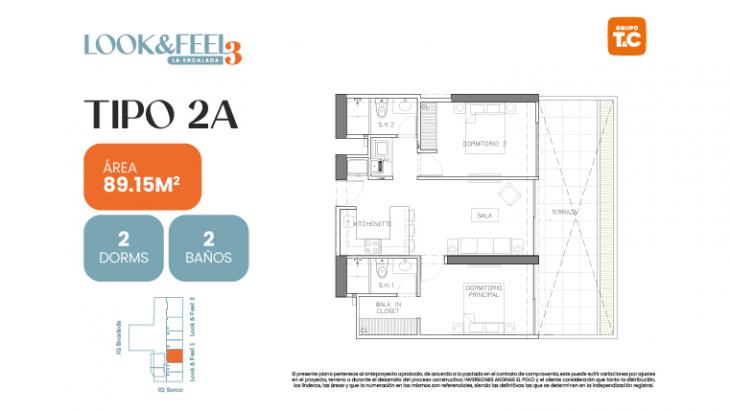 Plano del modelo 2A del proyecto LOOK&FEEL - Etapa 3 en Santiago De Surco