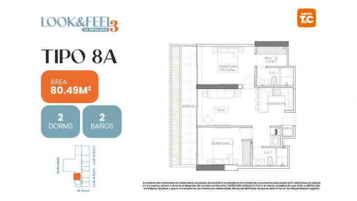Plano del modelo 8A del proyecto LOOK&FEEL - Etapa 3 en Santiago De Surco