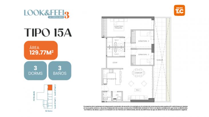 Plano del modelo 15A del proyecto LOOK&FEEL - Etapa 3 en Santiago De Surco