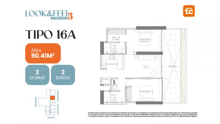 Plano del modelo 16A del proyecto LOOK&FEEL - Etapa 3 en Santiago De Surco