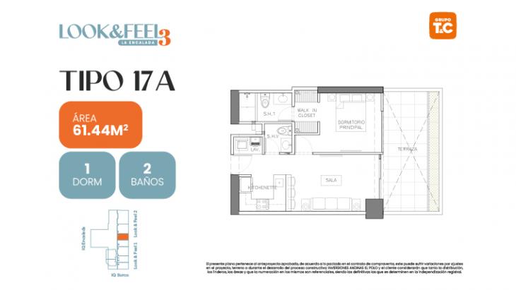 Plano del modelo 17A del proyecto LOOK&FEEL - Etapa 3 en Santiago De Surco