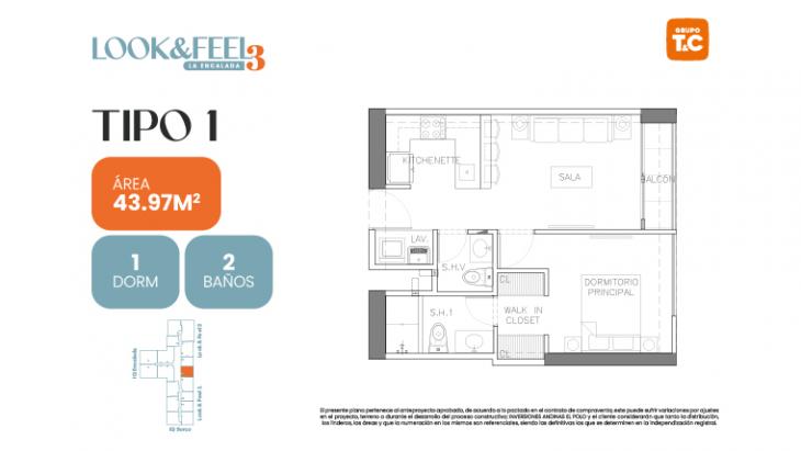 Plano del modelo 1 del proyecto LOOK&FEEL - Etapa 3 en Santiago De Surco