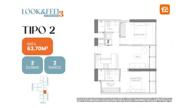 Plano del modelo 2 del proyecto LOOK&FEEL - Etapa 3 en Santiago De Surco