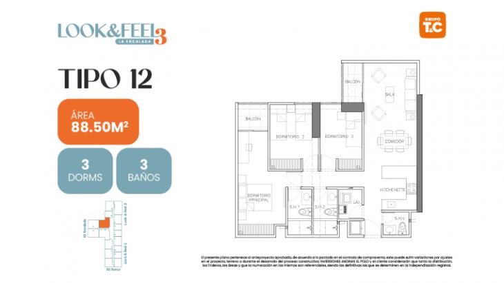 Plano del modelo 12 del proyecto LOOK&FEEL - Etapa 3 en Santiago De Surco