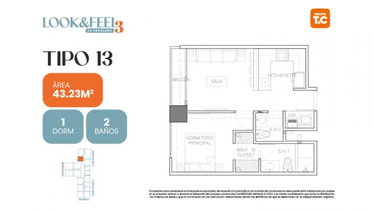 Plano del modelo 13 del proyecto LOOK&FEEL - Etapa 3 en Santiago De Surco