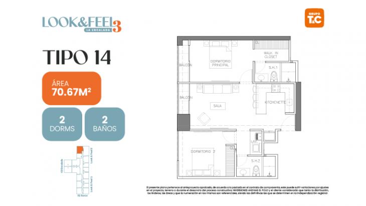 Plano del modelo 14 del proyecto LOOK&FEEL - Etapa 3 en Santiago De Surco