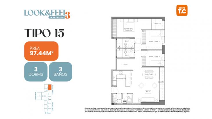 Plano del modelo 15 del proyecto LOOK&FEEL - Etapa 3 en Santiago De Surco