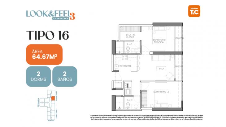 Plano del modelo 16 del proyecto LOOK&FEEL - Etapa 3 en Santiago De Surco