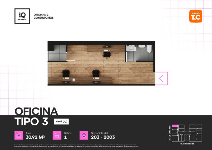 Plano del modelo 3 del proyecto IQ ENCALADA en Santiago De Surco