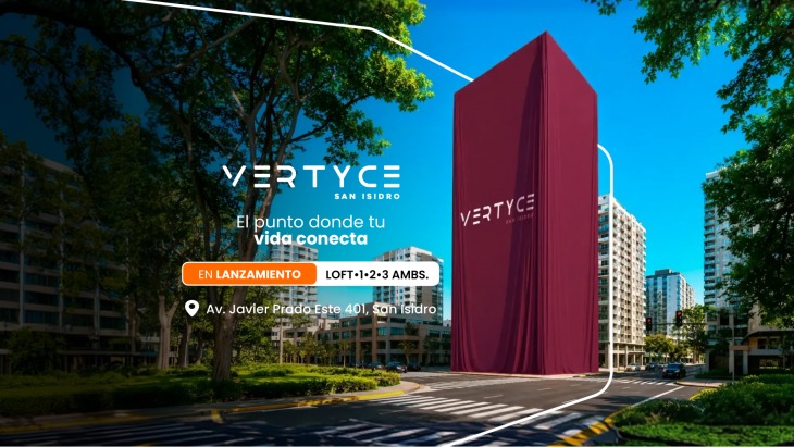 Fachada principal del proyecto VERTYCE en San Isidro