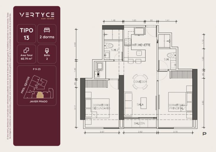 Plano del modelo 13 del proyecto VERTYCE en San Isidro