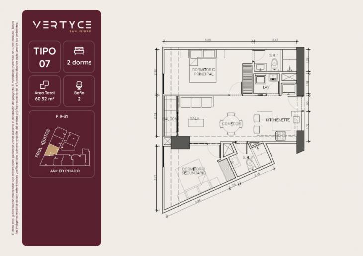 Plano del modelo 7 del proyecto VERTYCE en San Isidro