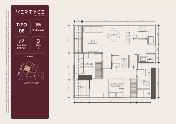 Plano del modelo 8 del proyecto VERTYCE en San Isidro