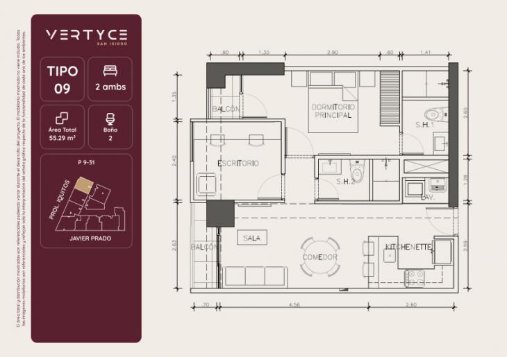 Plano del modelo 9 del proyecto VERTYCE en San Isidro