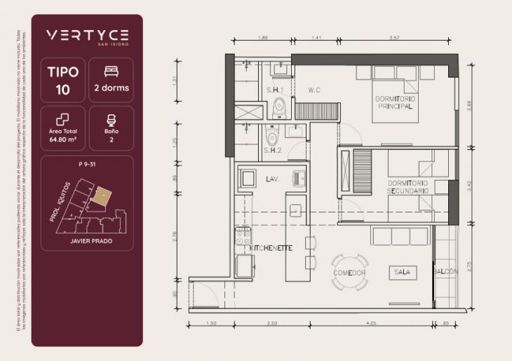 Plano del modelo 10 del proyecto VERTYCE en San Isidro