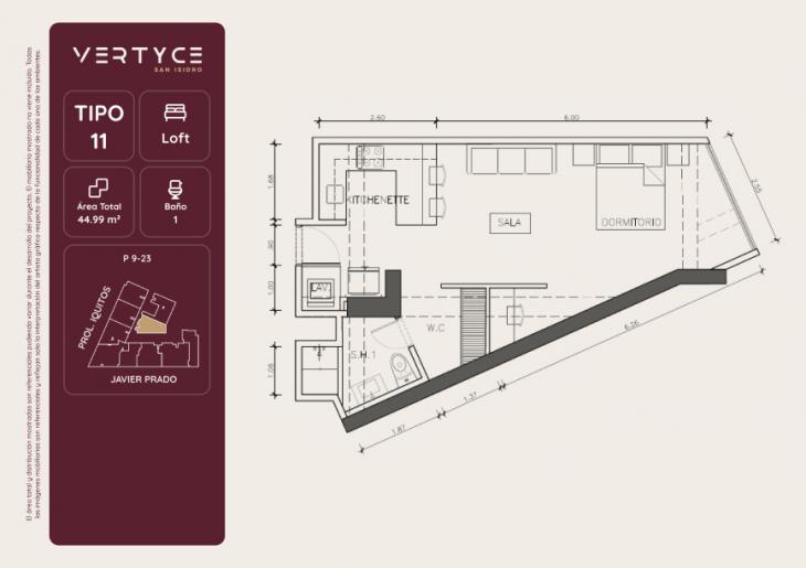 Plano del modelo 11 del proyecto VERTYCE en San Isidro