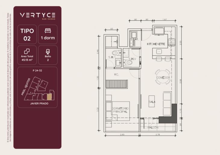 Plano del modelo 2 del proyecto VERTYCE en San Isidro