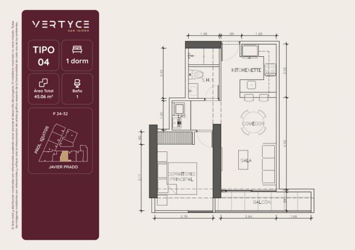 Plano del modelo 4 del proyecto VERTYCE en San Isidro
