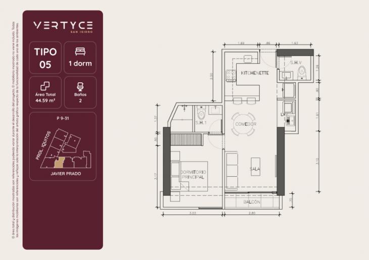Plano del modelo 5 del proyecto VERTYCE en San Isidro