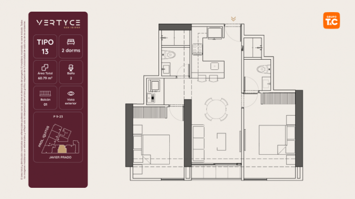 Plano del modelo 13 del proyecto VERTYCE en San Isidro