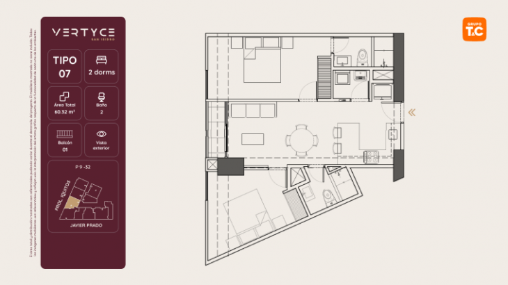 Plano del modelo 7 del proyecto VERTYCE en San Isidro