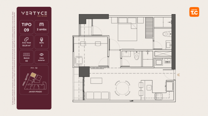 Plano del modelo 9 del proyecto VERTYCE en San Isidro