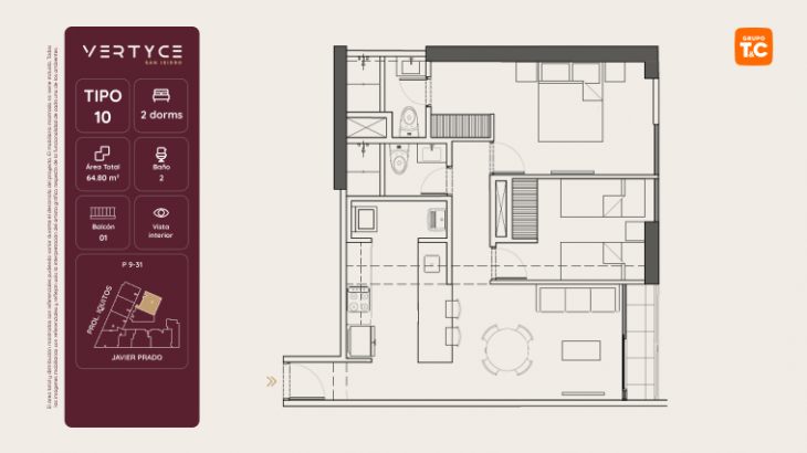 Plano del modelo 10 del proyecto VERTYCE en San Isidro