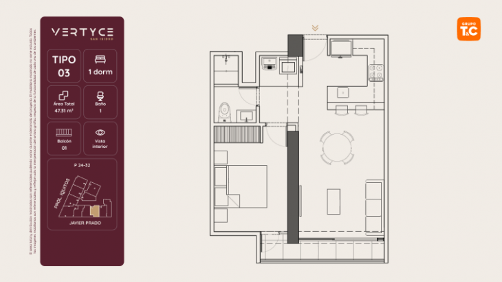Plano del modelo 3 del proyecto VERTYCE en San Isidro