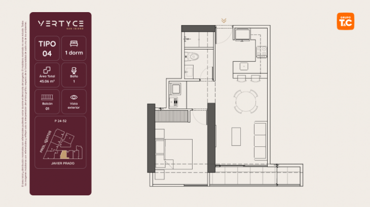 Plano del modelo 4 del proyecto VERTYCE en San Isidro