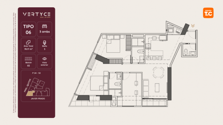Plano del modelo 6 del proyecto VERTYCE en San Isidro