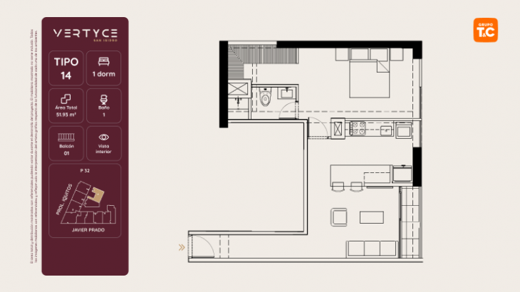 Plano del modelo 14 del proyecto VERTYCE en San Isidro