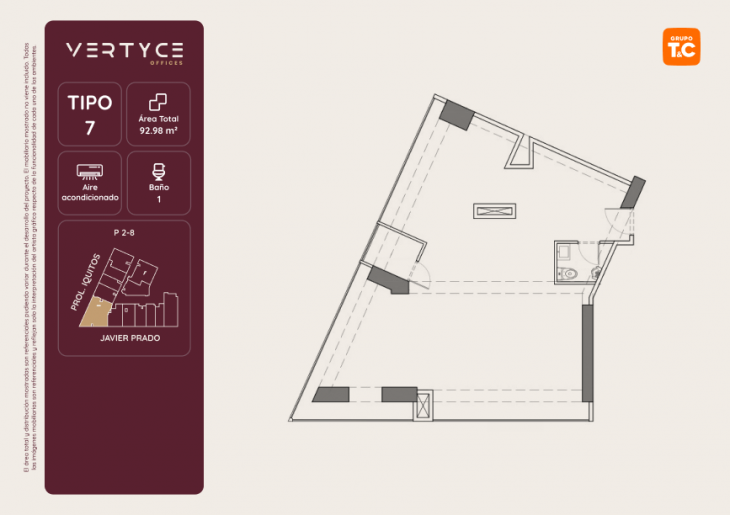 Plano del modelo 7 del proyecto VERTYCE OFICINAS en San Isidro