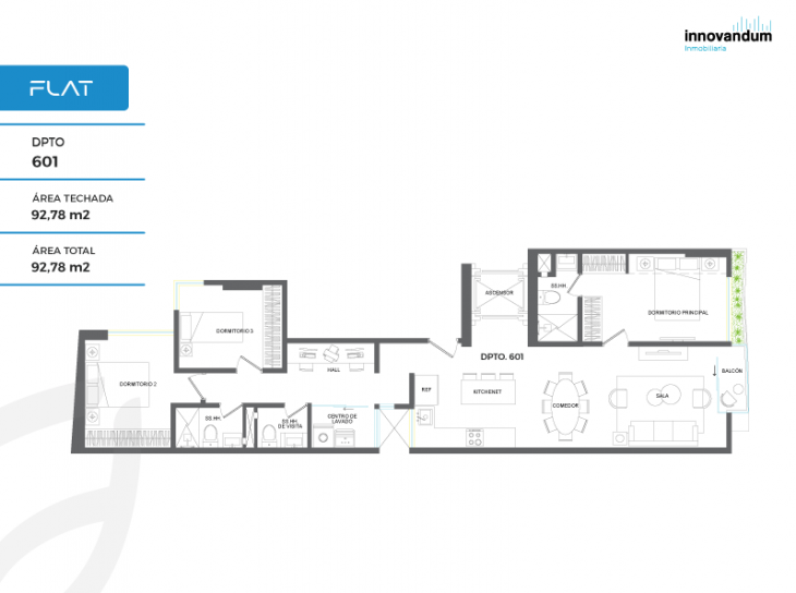 Plano del modelo Tipo 7 del proyecto BELLATERRA en Santiago De Surco