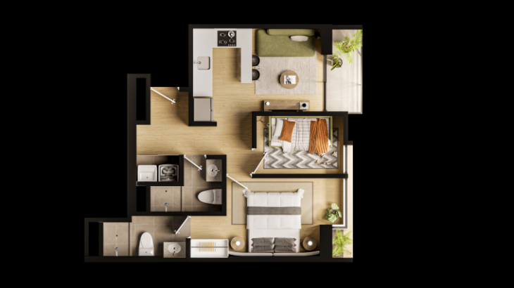 Plano del modelo Tipo 1 del proyecto AURORA LOFT21 en Surquillo