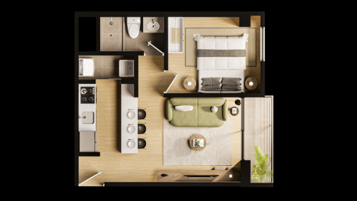 Plano del modelo Tipo 2 del proyecto AURORA LOFT21 en Surquillo