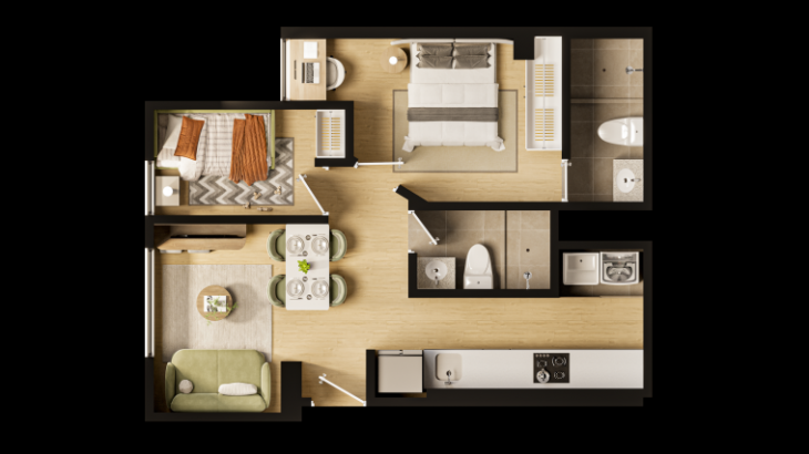 Plano del modelo Tipo 3 del proyecto AURORA LOFT21 en Surquillo