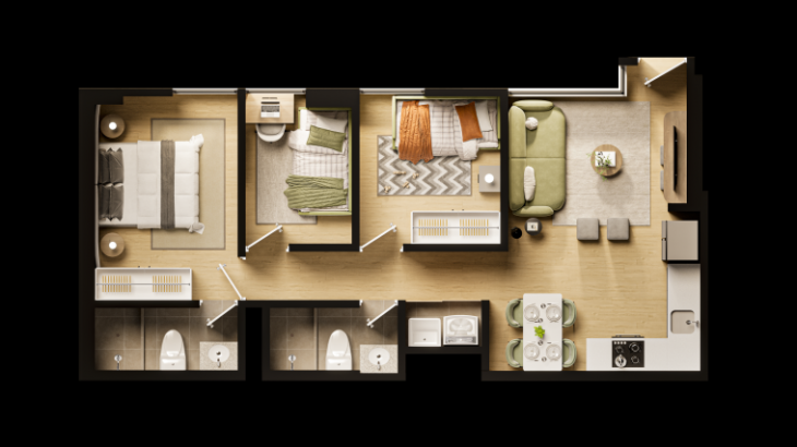 Plano del modelo Tipo 5 del proyecto AURORA LOFT21 en Surquillo