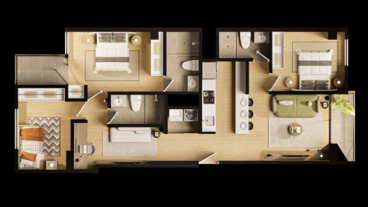 Plano del modelo Tipo 8 del proyecto AURORA LOFT21 en Surquillo