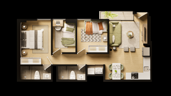 Plano del modelo Tipo 4 del proyecto AURORA LOFT21 en Surquillo