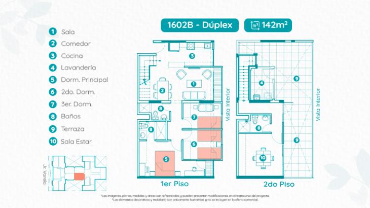 Plano del modelo TIPO 2B del proyecto VARELA LIVING en Breña
