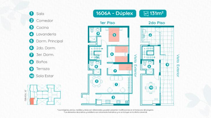 Plano del modelo TIPO 6A del proyecto VARELA LIVING en Breña