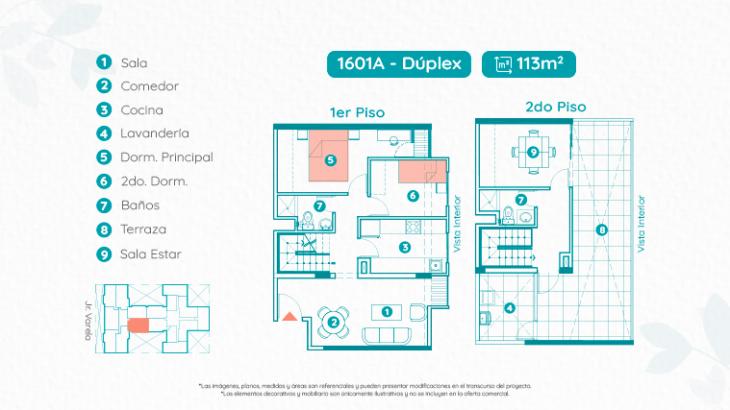 Plano del modelo TIPO 1A del proyecto VARELA LIVING en Breña