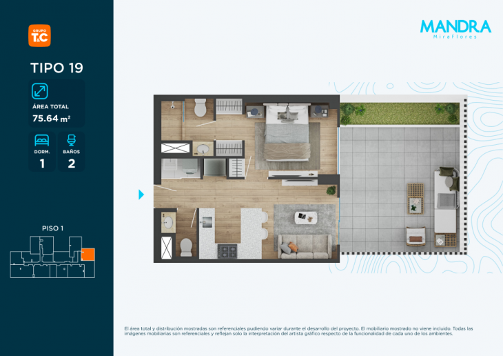 Plano del modelo Tipo 19 del proyecto MANDRA en Miraflores